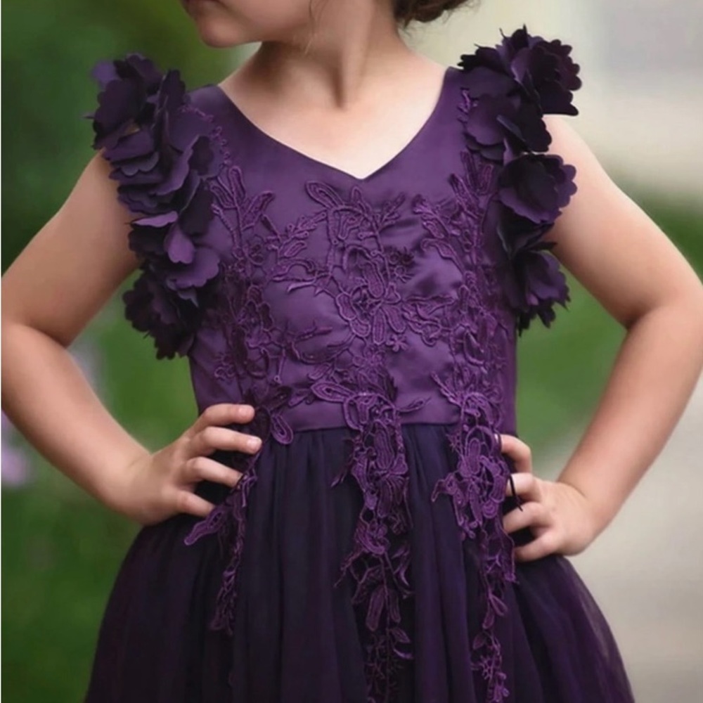 Trish Scully Child | Bianca Party Purple Dress Eggplant Special Occasion 12 - Picture 2 of 14